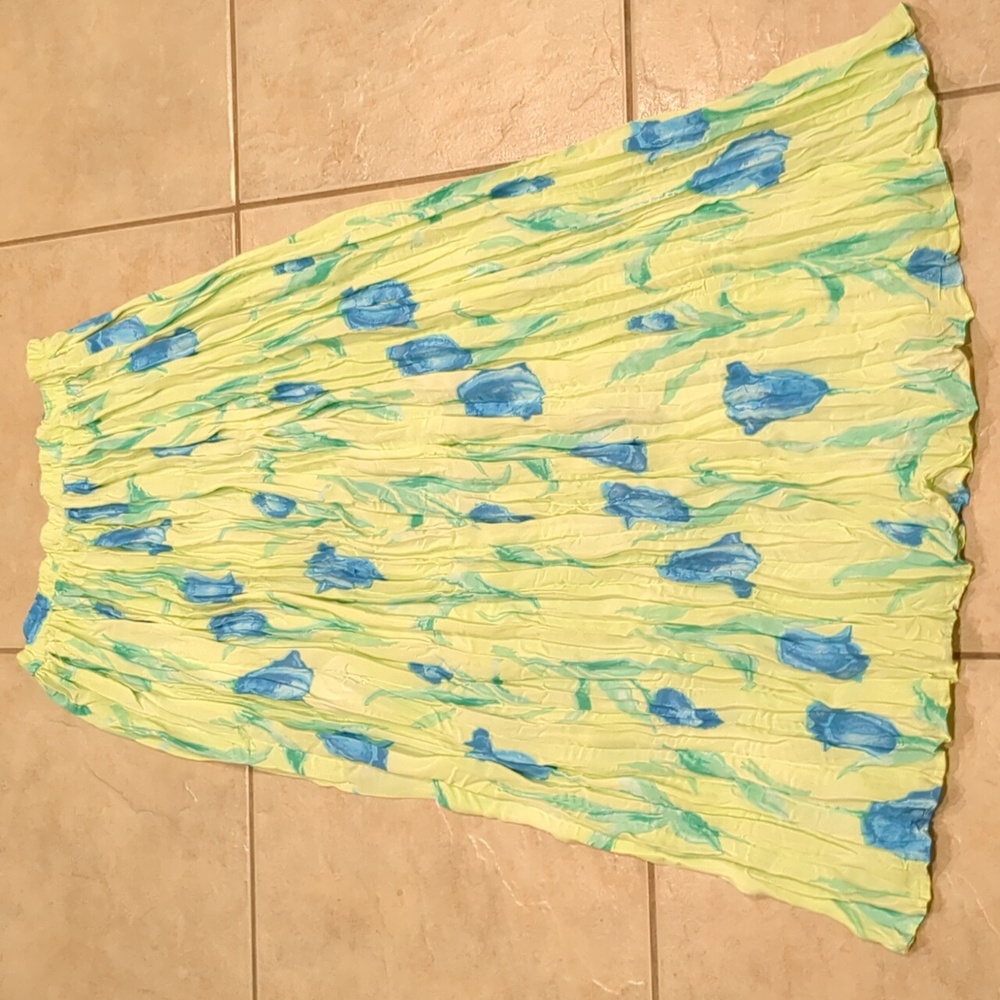 Vintage Solitare Green Floral Skirt Size Medium